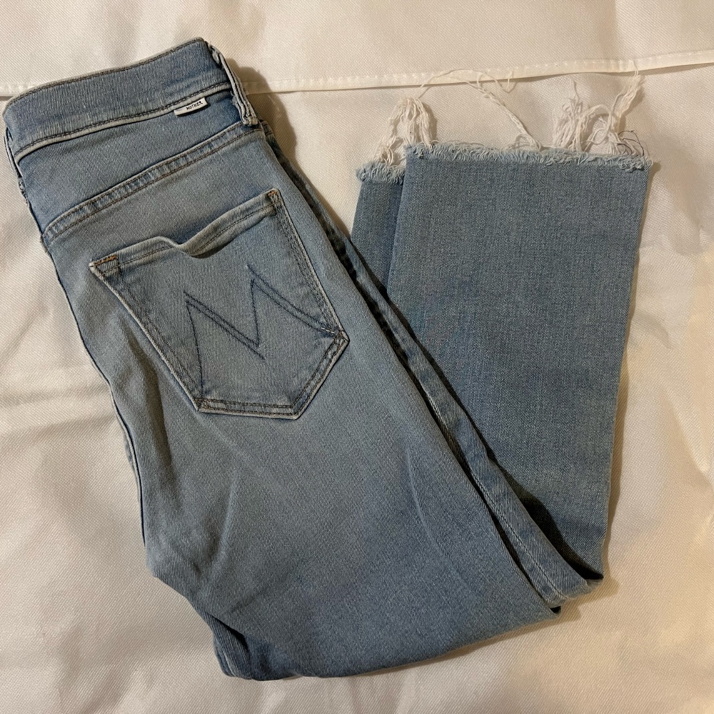 Mother women’s jeans size 26 blue cropped raw hem euc high rise - Picture 9 of 13